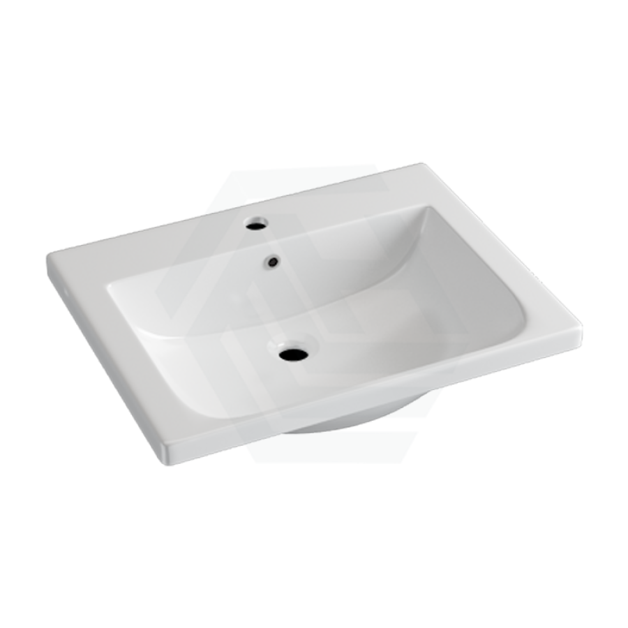 605X465X165Mm D Shape Ceramic Top For Bathroom Vanity Sleek High Gloss Single Bowl 1 Tap Hole