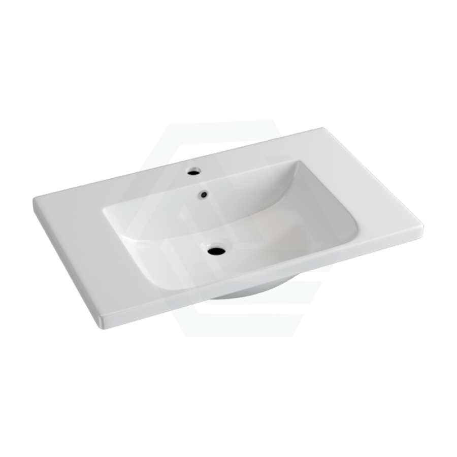 755X465X165Mm D Shape Ceramic Top For Bathroom Vanity Sleek High Gloss Single Bowl 1 Tap Hole