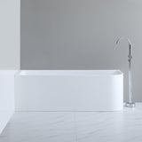 1495x725x580mm Left Corner Back to Wall Acrylic Bathtub Gloss White NO Overflow