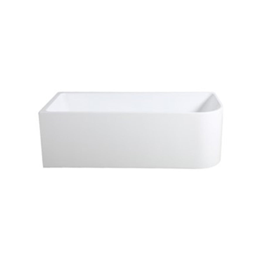 1495x725x580mm Left Corner Back to Wall Acrylic Bathtub Gloss White NO Overflow