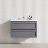 600-1500mm Wall Hung PVC Vanity With Matt Grey Finish for Bathroom Cabinet ONLY&Ceramic/Poly Top Available