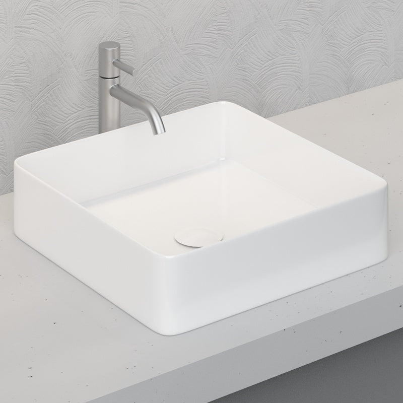 Above Counter Basin Ultra Slim Ceramic Square Gloss White