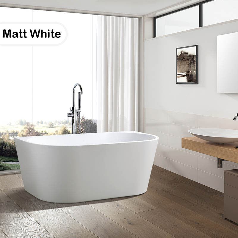 1400/1490/1700Mm Elivia Bathtub Back To Wall Acrylic Matt White No Overflow