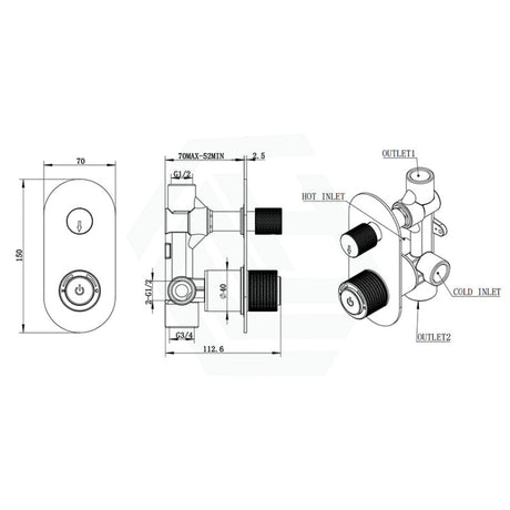 Ceejay Chrome Push Solid Brass Diverter Mixer Wall Mixers With