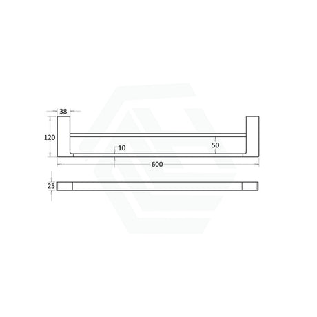 Ceram 600/800Mm Matt Black Double Towel Rail Brass & Zinc Alloy 600Mm Rails