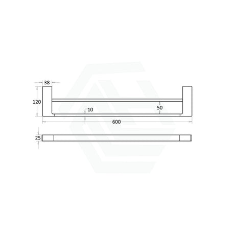 Ceram 600/800Mm Matt Black Double Towel Rail Brass & Zinc Alloy Rails