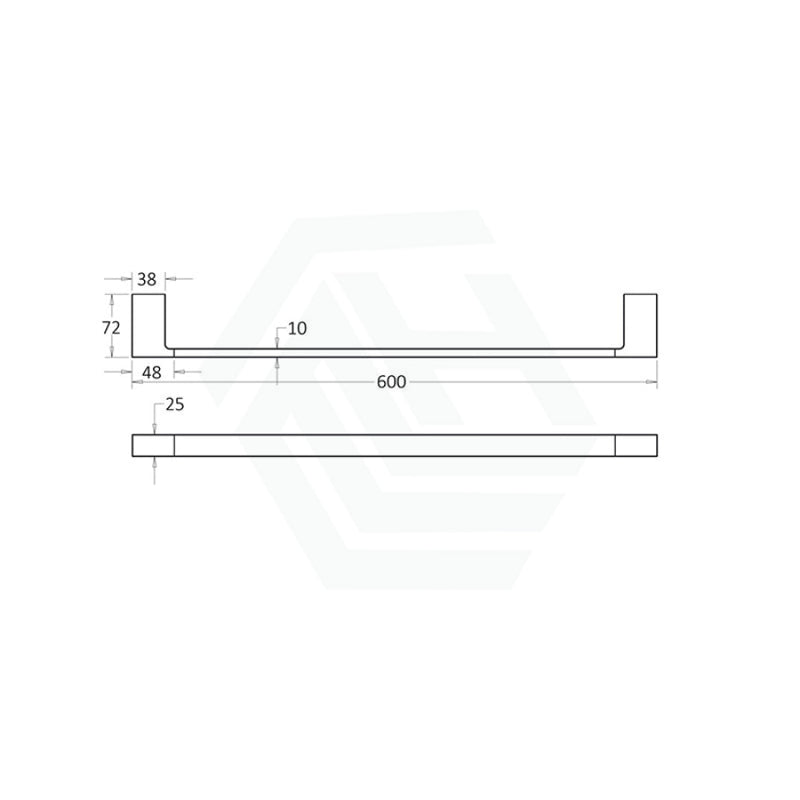 Ceram 600/800Mm Matt Black Single Towel Rail Brass & Zinc Alloy Rails