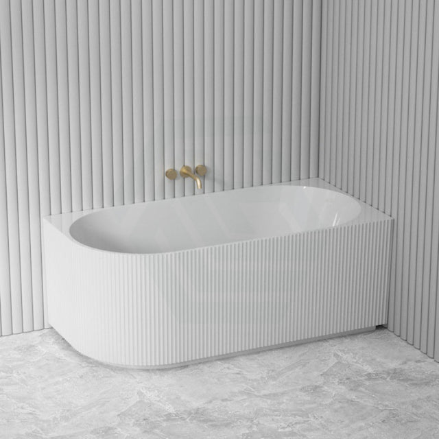 1500/1700Mm Ceto Capri Right Corner Back To Wall Bathtub Gloss White No Overflow Bathtubs