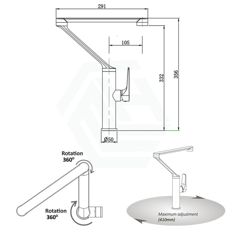 Chrome Brass Kitchen Mixer Tap 360° Swivel Spout & Body 90° Lever Handle Products