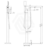 Chrome Floor Mounted Bath Mixer Spout & Handheld Brass Square Mixers