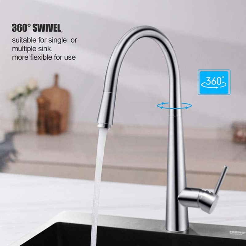 Chrome Solid Brass Round Mixer Tap With 360 Swivel And Pull Out For Kitchen Kitchen Products