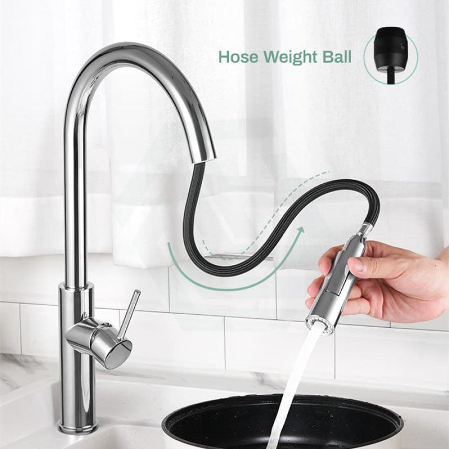 Chrome Solid Brass Round Mixer Tap With 360 Swivel And Pull Out Spray Option For Kitchen Kitchen