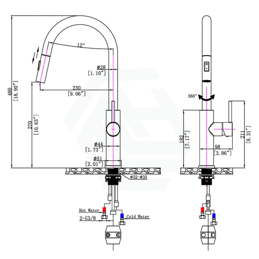 Chrome Solid Brass Round Mixer Tap With 360 Swivel And Pull Out Spray Option For Kitchen Kitchen