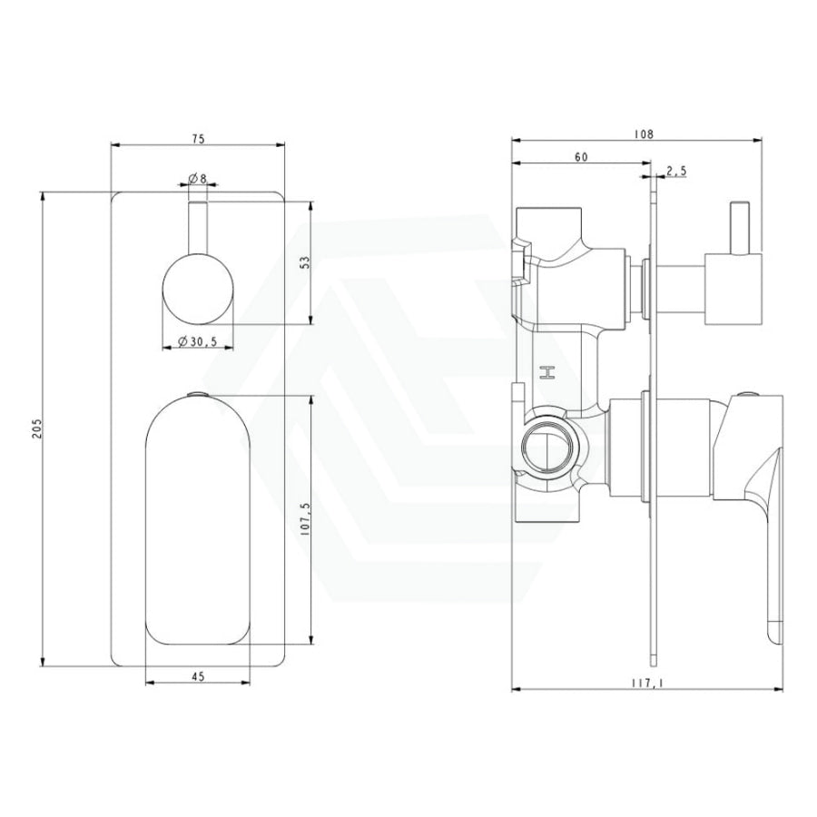 Chrome Solid Brass Wall Mounted Mixer With Diverter For Shower And Bath Bathroom Products