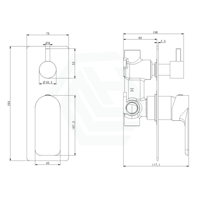 Chrome Solid Brass Wall Mounted Mixer With Diverter For Shower And Bath Bathroom Products