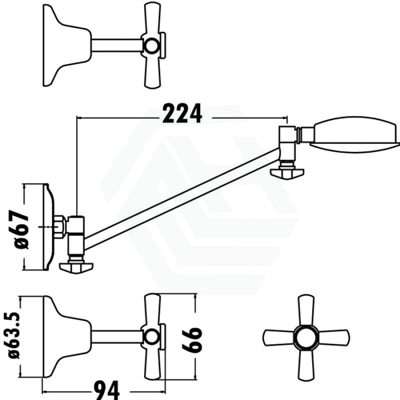 Chrome Tap Set With All Direction Shower Head For