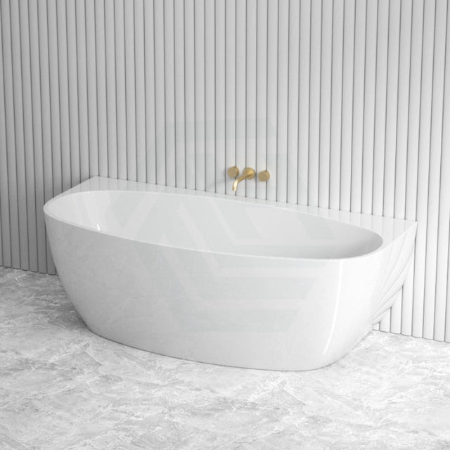 1500/1700Mm Cee Jay Egg Shape Back To Wall Lucite Acrylic Bathtub Gloss White No Overflow To