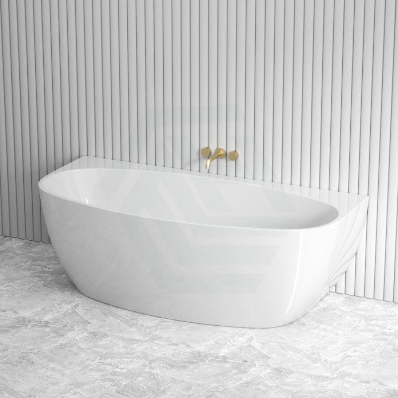 1500/1700Mm Cee Jay Egg Shape Back To Wall Lucite Acrylic Bathtub Gloss White No Overflow To