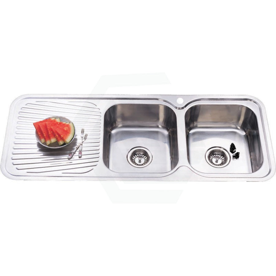 Cora 1180X480X170Mm Double Bowls Stainless Steel Kitchen Sink Single Drainer Left Right Available