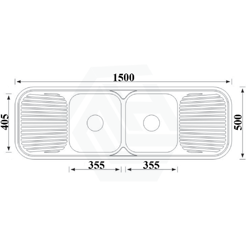 Cora 1500X500X180Mm Stainless Steel Kitchen Sink Double Bowls With Drainer