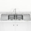 Stainless Steel Kitchen Sink Double Bowls Drainboards 1500mm