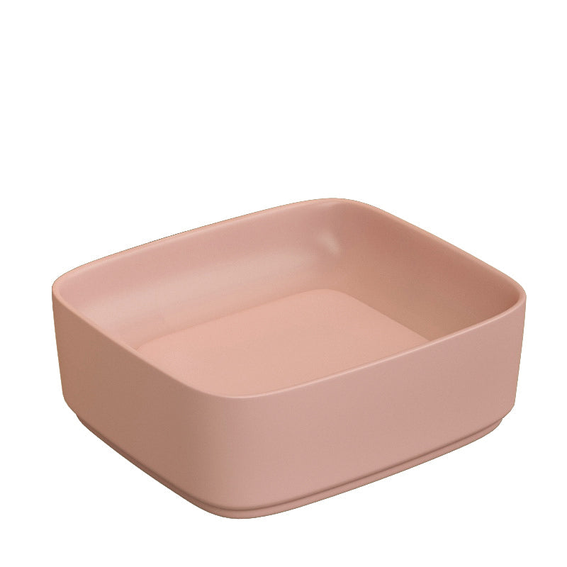 430X380X145Mm Rectangle Above Counter Ceramic Wash Basin Matt Pink With Decoration Board Other