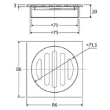 Fienza Square Floor Waste 75Mm Outlet Wastes