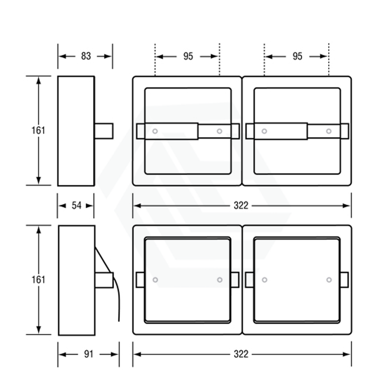 Double Toilet Roll Holder With Hood In Satin Stainless Steel Chrome Paper Holders