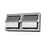 Double Toilet Roll Holder With Hood In Satin Stainless Steel Chrome Paper Holders