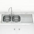 Stainless Steel Kitchen Sink Double Bowls Drainer Board 1180mm