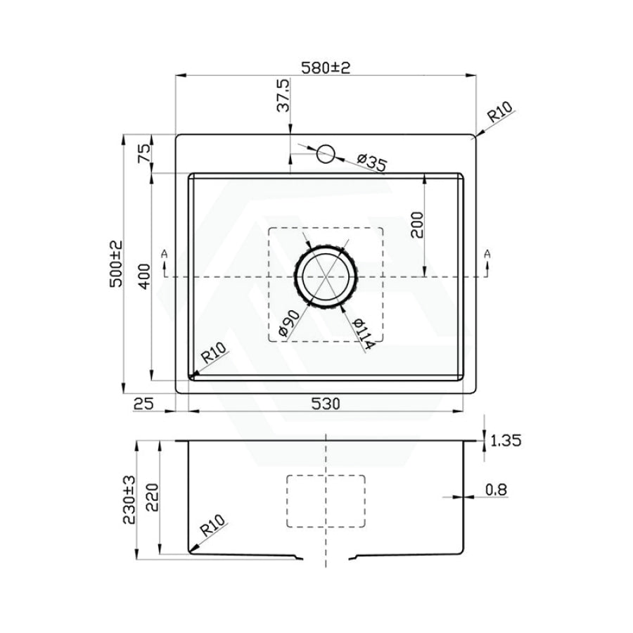 Eden 580X500X230Mm Single Bowl Kitchen/Laundry Abovemount Sink Stainless Steel 304 Kitchen Sinks