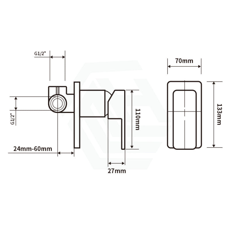 Eden Chrome Soft Square Solid Brass Wall Mixer For Bathtub And Basin Bathroom Products