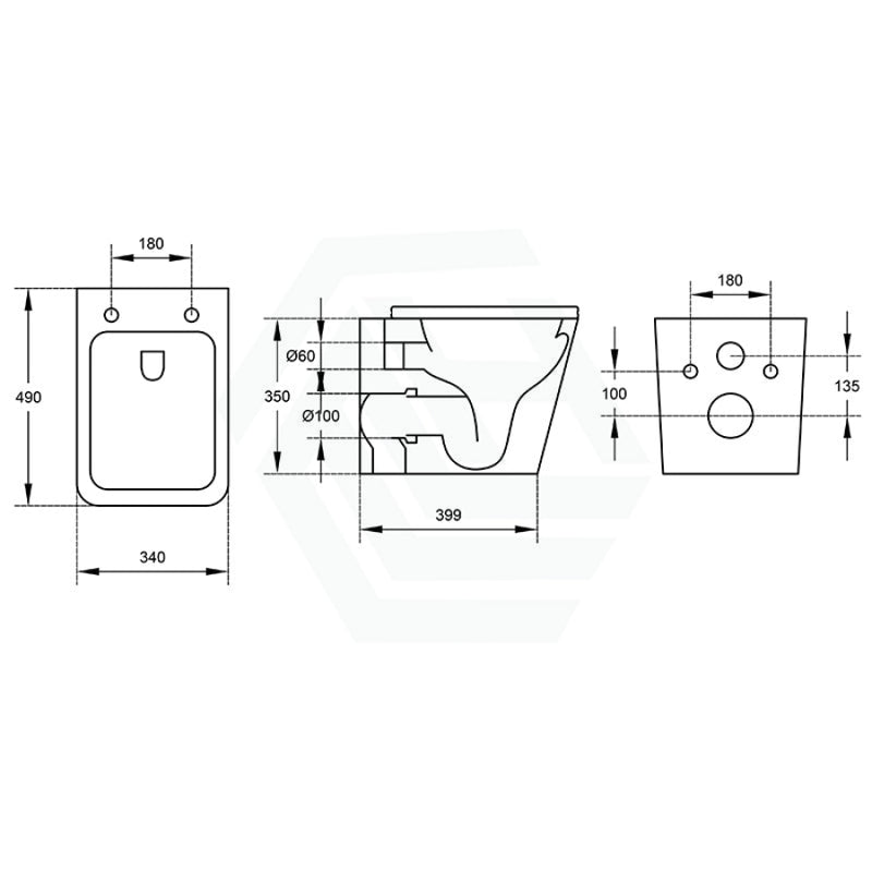 Enox Rimless Wall Hung Toilet Pan With Vortex Flushing Technology For Bathroom Wall-Hung