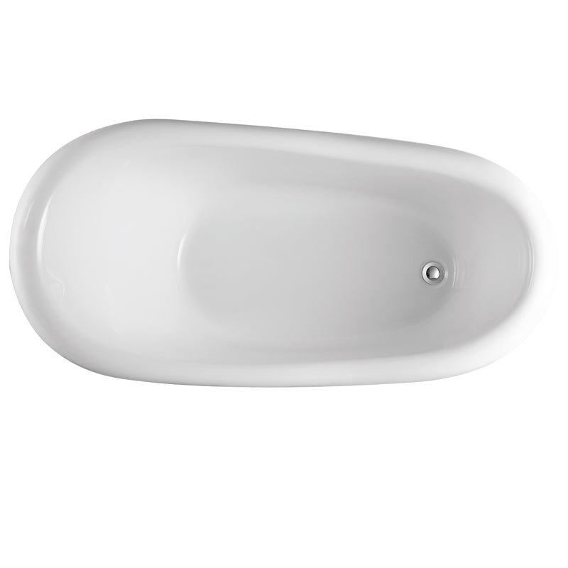 1500/1680mm Espada White Exterior Chrome Clawfoot Feet Bathtub Freestanding White Interior NO Overflow Bath tub