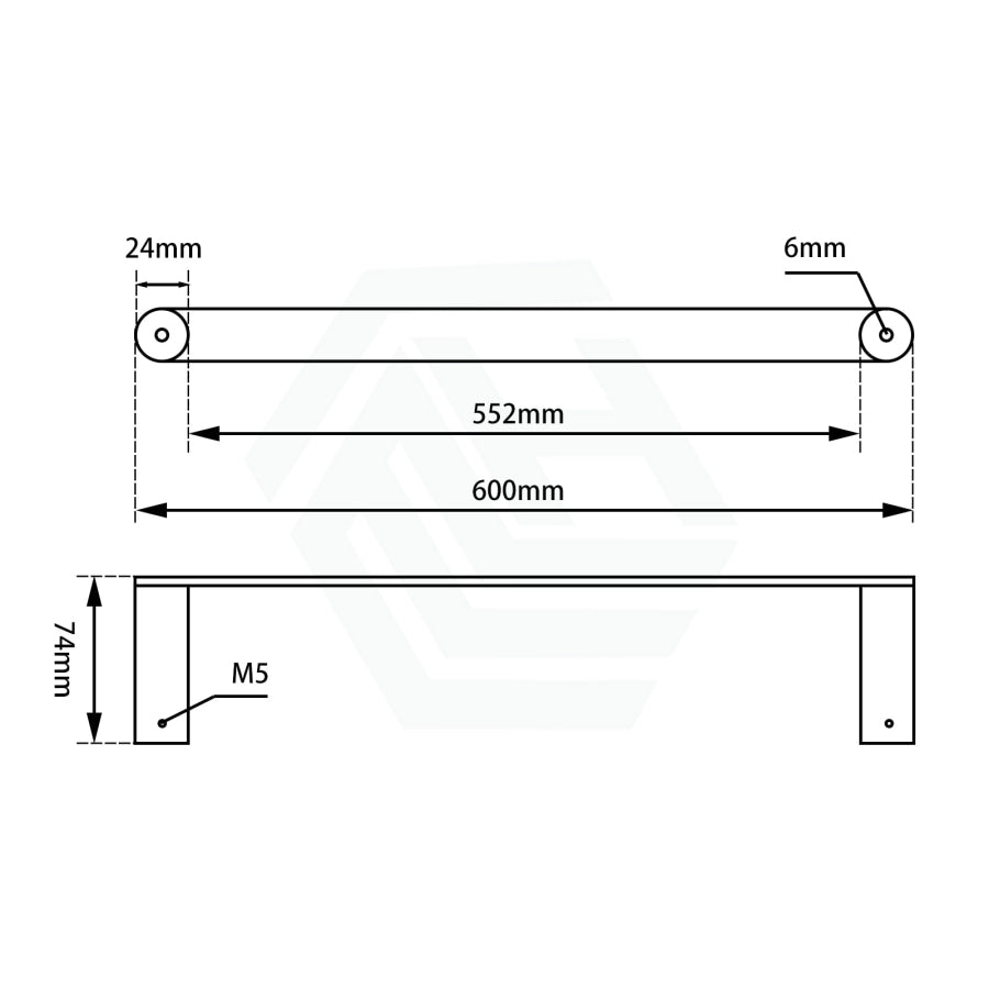 Esperia 600/800Mm Matt Black Single Towel Rail Stainless Steel 304 Wall Mounted Bathroom Products