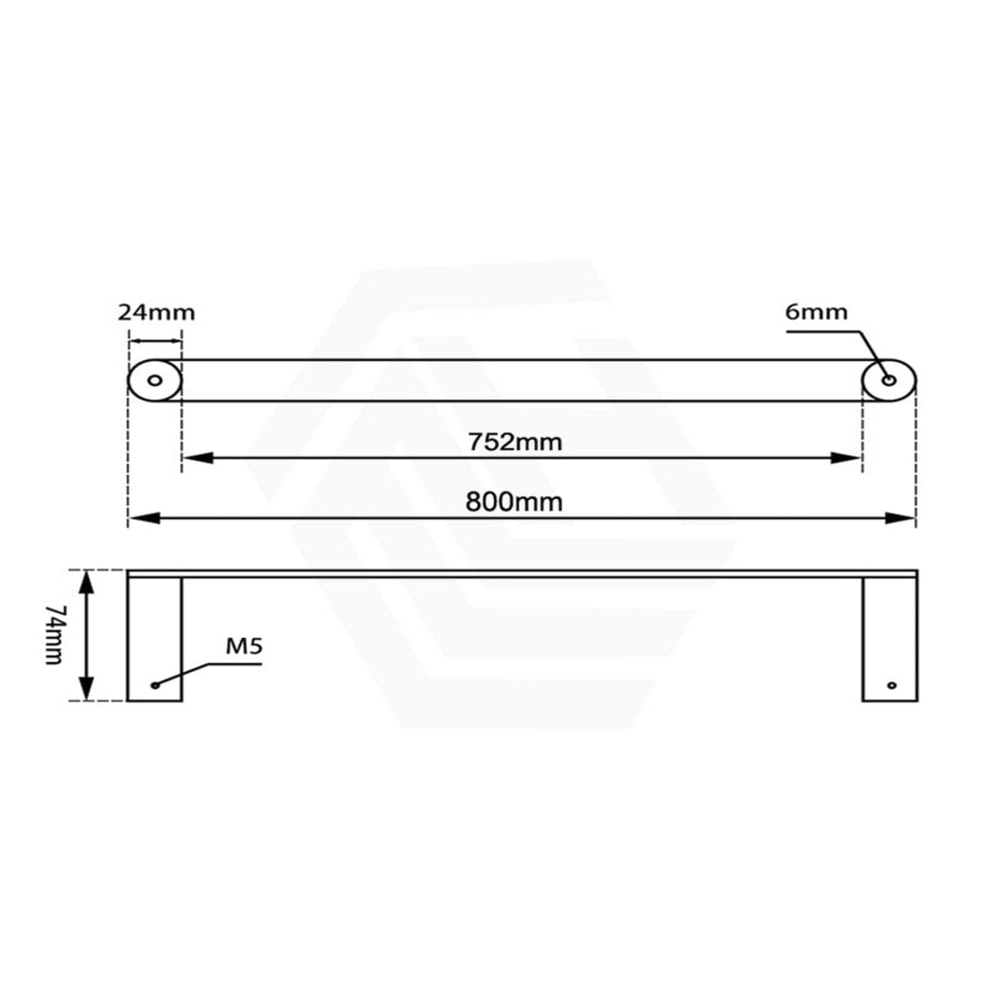 Esperia 600/800Mm Matt Black Single Towel Rail Stainless Steel 304 Wall Mounted Bathroom Products