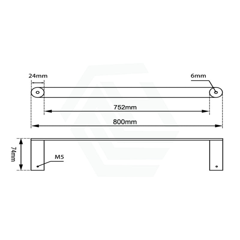 Esperia 600/800Mm Matt Black Single Towel Rail Stainless Steel 304 Wall Mounted Bathroom Products