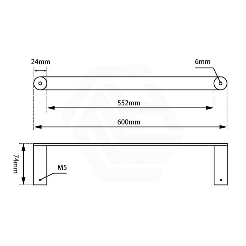 Esperia 600Mm Black & Rose Gold Single Towel Rail Stainless Steel 304 Wall Mounted Bathroom Products