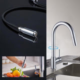 Euro Chrome Solid Brass Round Mixer Tap With 360 Swivel And Pull Out For Kitchen Sink Mixers