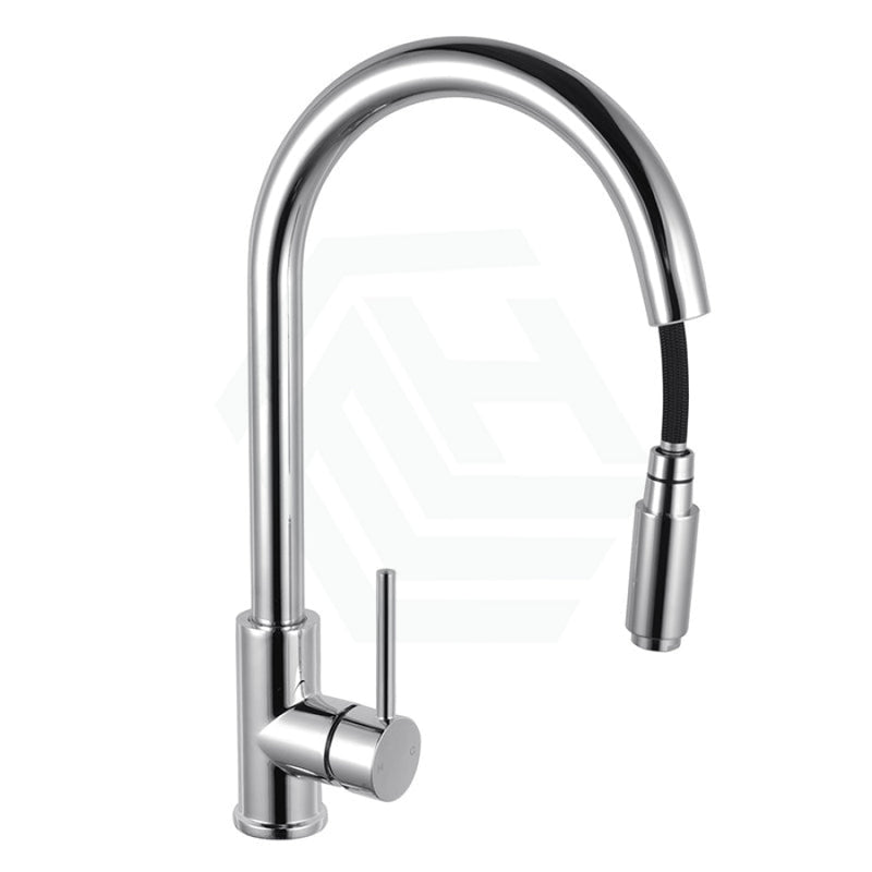 Euro Chrome Solid Brass Round Mixer Tap With 360 Swivel And Pull Out For Kitchen Sink Mixers