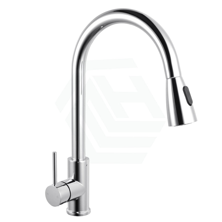 Euro Chrome Solid Brass Round Mixer Tap With 360 Swivel And Pull Out Multi Spray Option For Kitchen