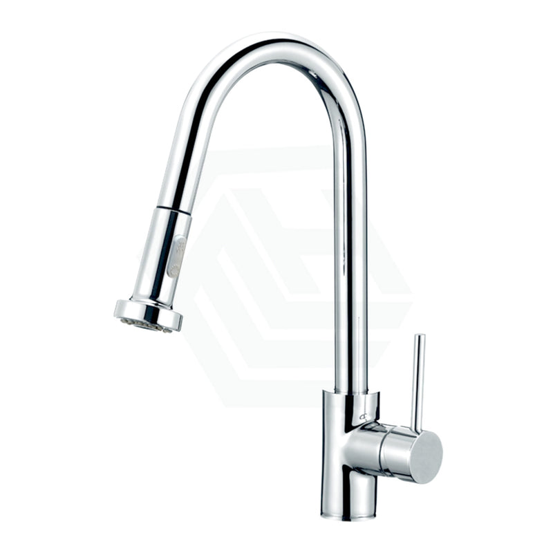 Chrome Brass Round Kitchen Mixer Tap Pull Out Spray