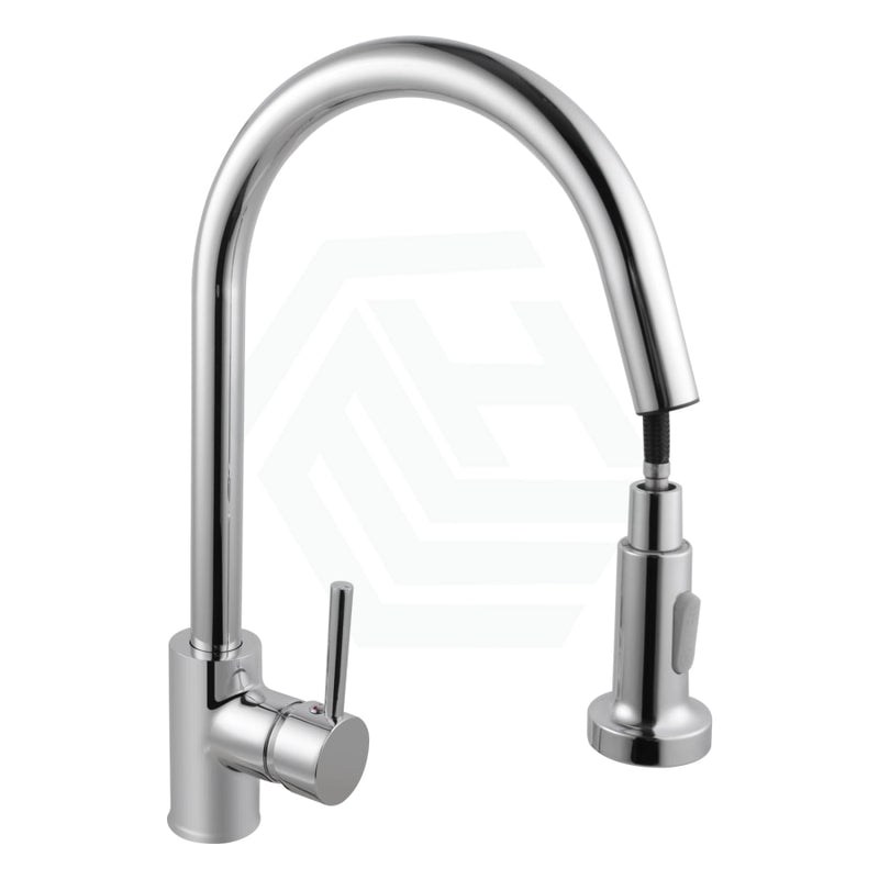 Euro Chrome Solid Brass Round Mixer Tap With 360 Swivel And Wide Pull Out Multi Spray Option For