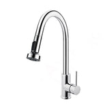 Euro Chrome Solid Brass Round Mixer Tap With 360 Swivel And Wide Pull Out Multi Spray Option For