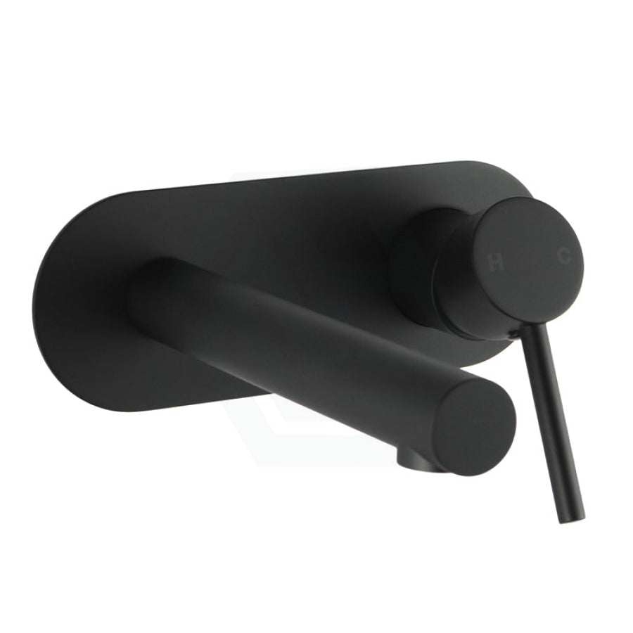 Euro Matt Black Solid Brass Round Wall Spout With Mixer For Bathtub