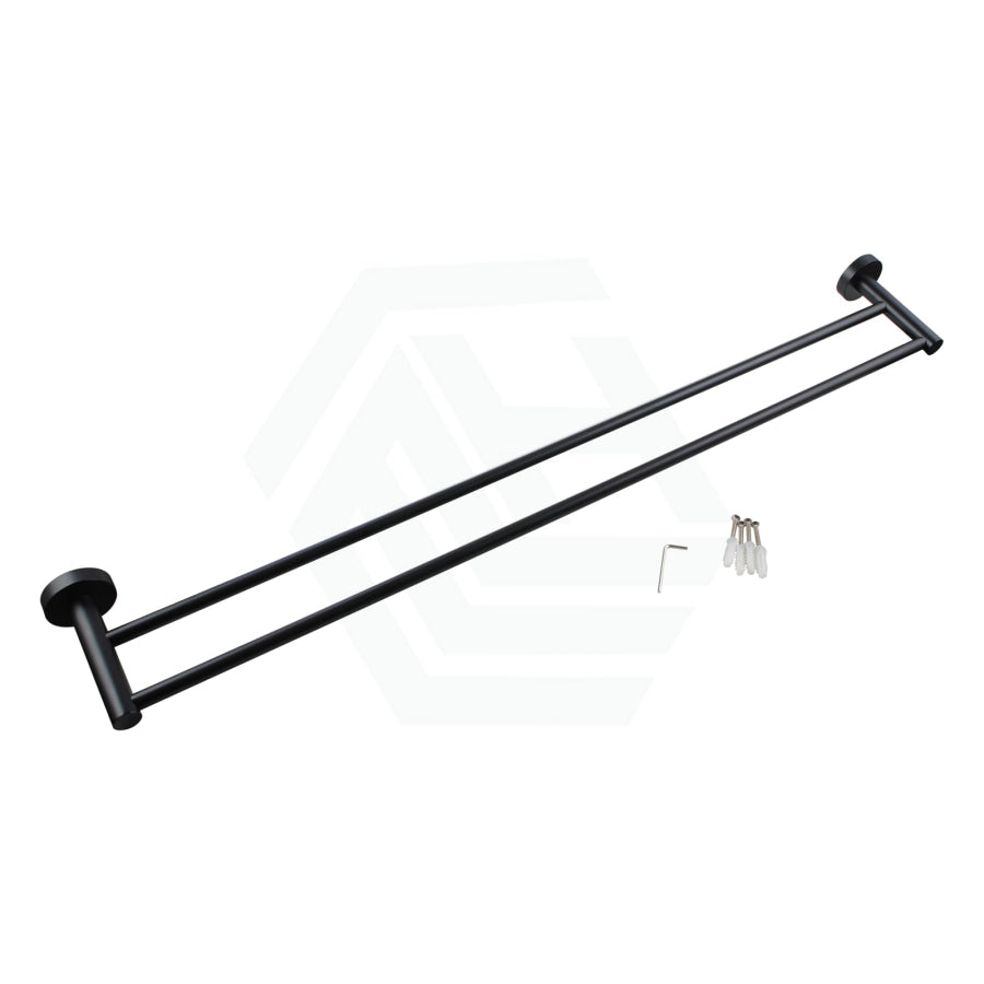 Euro Pin Lever Round Black Double Towel Rack Rail Cut To Size Bathroom Products