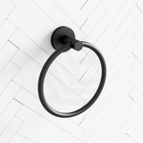 Euro Pin Lever Round Black Hand Towel Ring Wall Mounted Holders