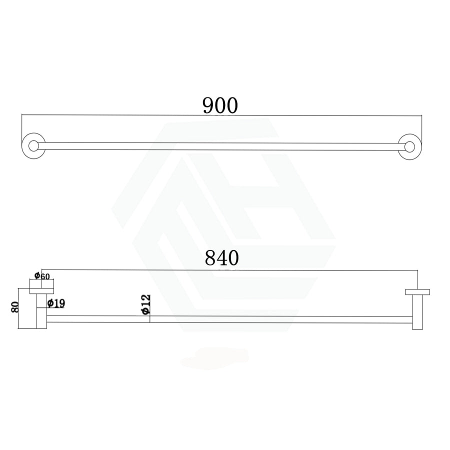 Euro Pin Lever Round Chrome Single Towel Rack Rail 900Mm Stainless Steel 304 Bathroom Products