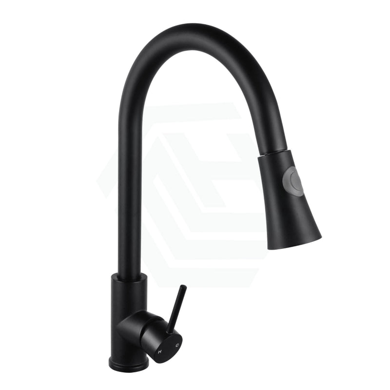 Euro Round Electroplated Black Pull Out Kitchen Sink Mixer Tap 360° Swivel Solid Brass Tapware