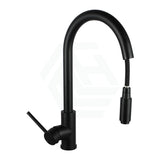 Euro Round Matt Black 360-Degree Swivel Pull Out Kitchen Sink Mixer Tap Solid Brass Tapware